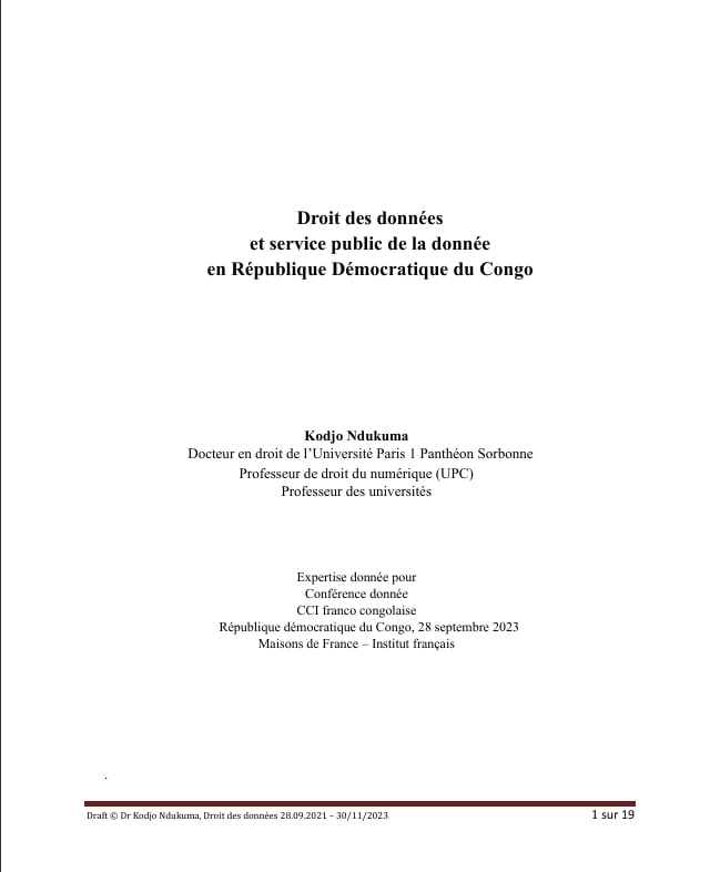 Droit des données et service public de la donnée en République Démocratique du Congo
